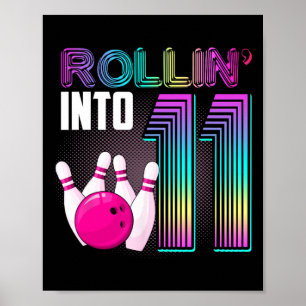 Affiche Bowling Party Rollin' Into 11 11e anniversaire fil