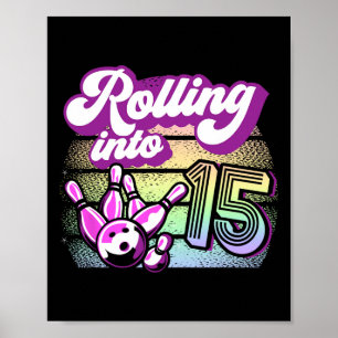 Affiche Bowling Party Rolling Dans 15 Bowling Anniversaire