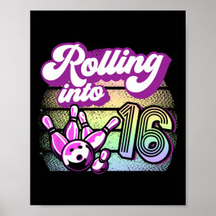 Affiche Bowling Party Rolling Dans 16 Bowling Anniversaire