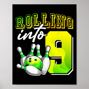 Affiche Bowling Party Rolling dans 9 9e anniversaire fille