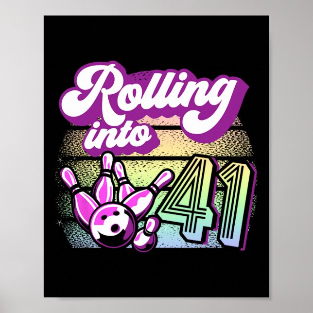 Affiche Bowling Party Rolling En 41 Bowling Anniversaire (Devant)