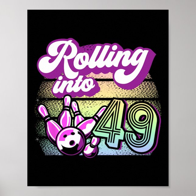 Affiche Bowling Party Rolling En 49 Bowling Anniversaire (Devant)