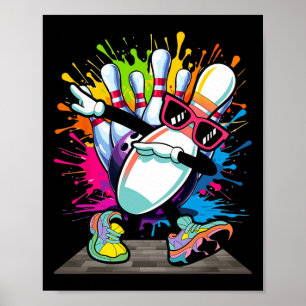 Affiche Bowling Pin Dabbing Sungles Bowler Player Kids Boy