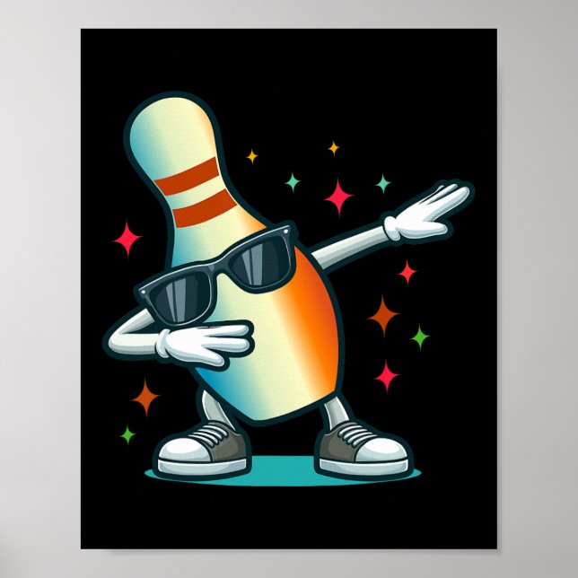 Affiche Bowling Pin Dabbing Sungles Bowler Player Kids Boy (Devant)