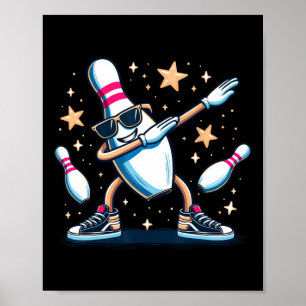 Affiche Bowling Pin Dabbing Sungles Bowler Player Kids Boy