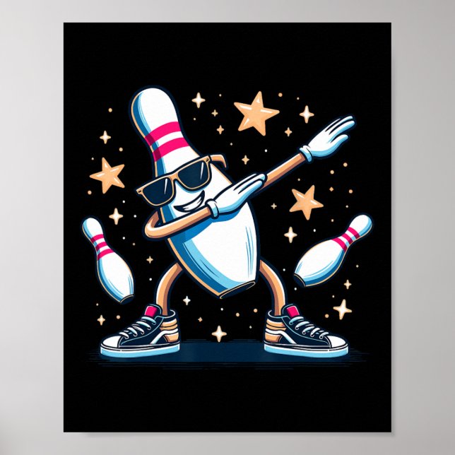Affiche Bowling Pin Dabbing Sungles Bowler Player Kids Boy (Devant)