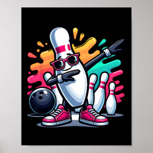 Affiche Bowling Pin Dabbing Sungles Bowler Player Kids Boy