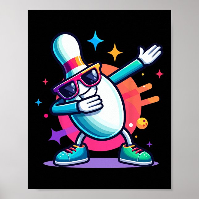 Affiche Bowling Pin Dabbing Sungles Bowler Player Kids Boy (Devant)