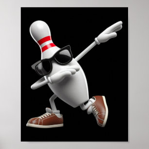 Affiche Bowling Pin Dabbing Sungles Joueur Bowler Enfants 
