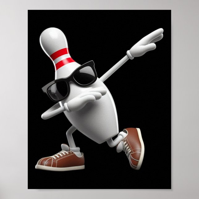 Affiche Bowling Pin Dabbing Sungles Joueur Bowler Enfants  (Devant)