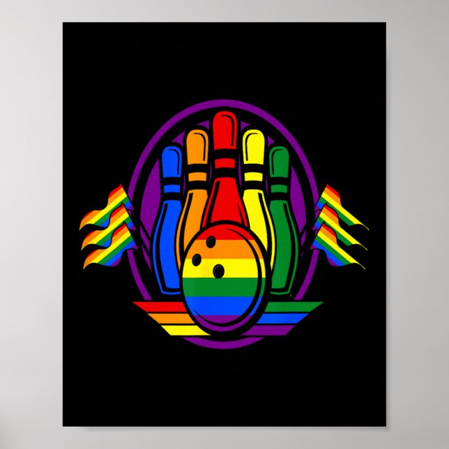 Affiche Bowling Rainbow Drapeau Lgbt-q Gay pride Cool Ally (Devant)
