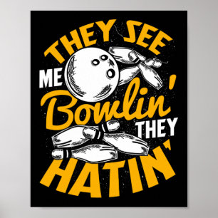 Affiche Bowling Roll Pins Grève Bowler Sports Team