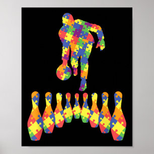 Affiche Bowling Sensibilisation sur l'autisme Tee Pour Sen