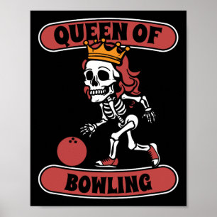 Affiche Bowling Skeleton Team League - Alley Bowler Queen