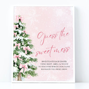 Affiche Bows Baby shower de Noël Devinez le doux mess
