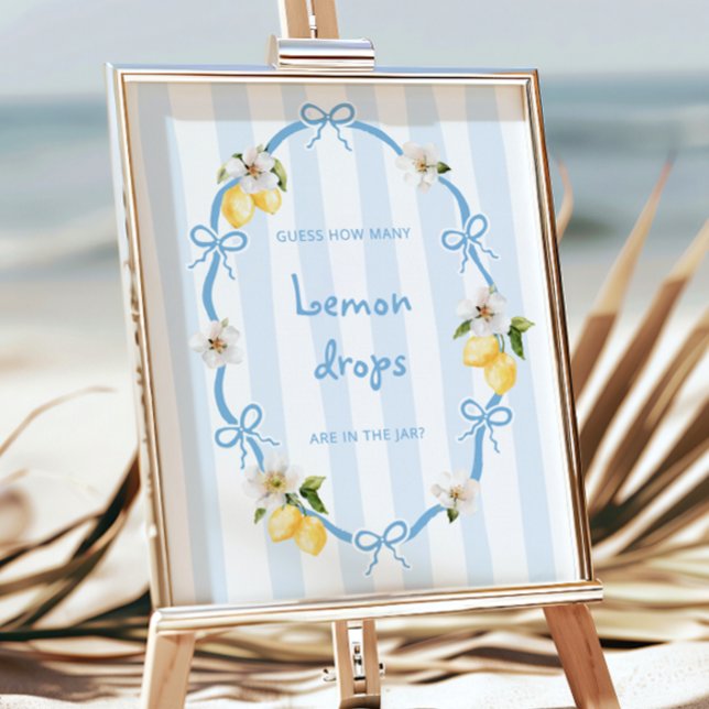 Affiche Bows bleu citron méditerranéen Devinez combien (Créateur téléchargé)