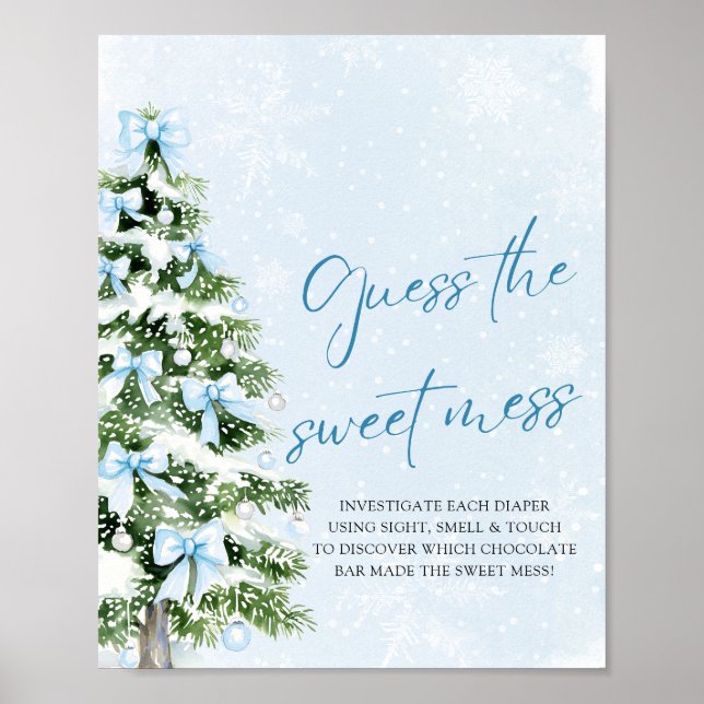 Affiche Bows Christmas Baby Shower Guess the Sweet Mess (Devant)