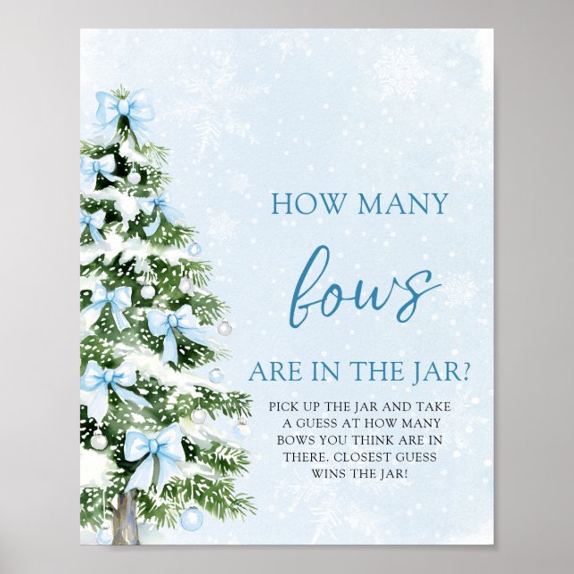 Affiche Bows Christmas Guess How Many Bows Baby Shower  (Devant)