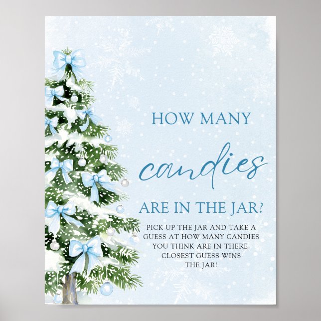 Affiche Bows Christmas Guess How Many Candies Baby Shower  (Devant)