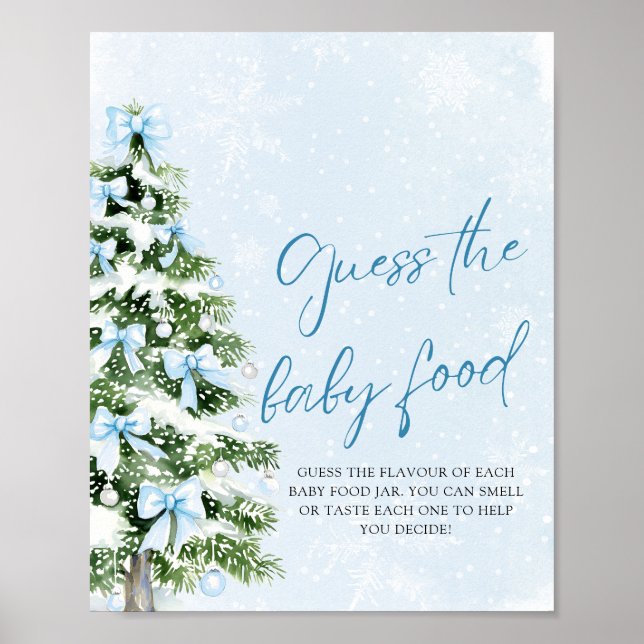 Affiche Bows Christmas Guess the Baby Food Baby Shower (Devant)