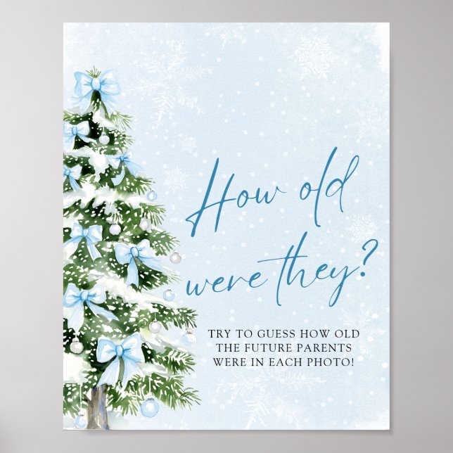 Affiche Bows Christmas How Old Were They Baby Shower Game (Devant)