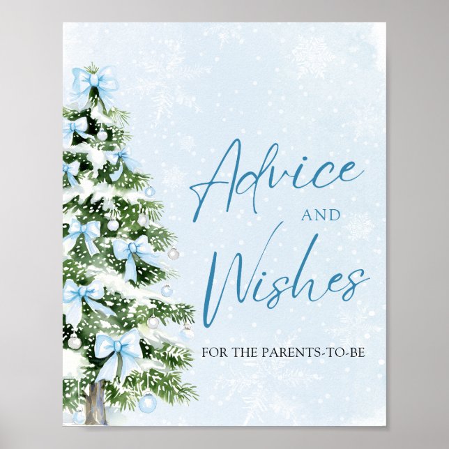 Affiche Bows Christmas Tree Baby Shower Advice and Wishes (Devant)