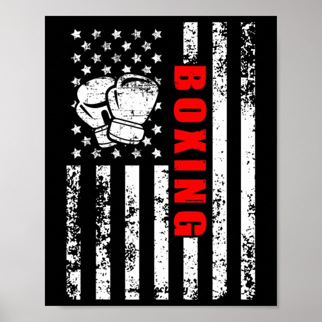 Affiche Boxe à drapeau américain - Boxe patriotique (Devant)