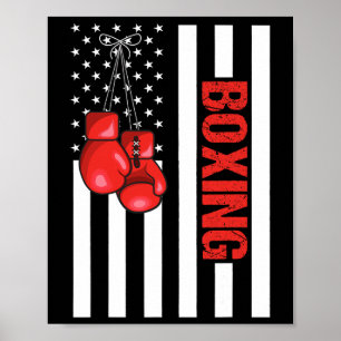 Affiche Boxe à drapeau américain Boxe patriotique 1