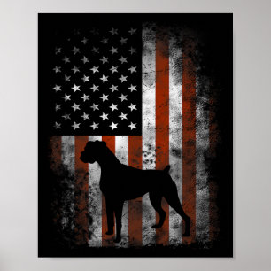 Affiche Boxe American Flag Chemise Usa 4 juillet chien cad