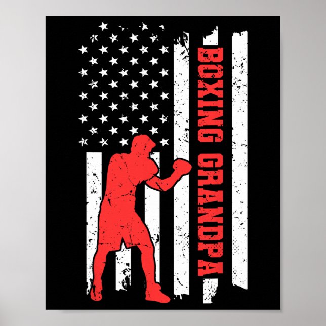 Affiche Boxe Amérique Drapeau Boxe Arts Martiaux Boxe Gra (Devant)