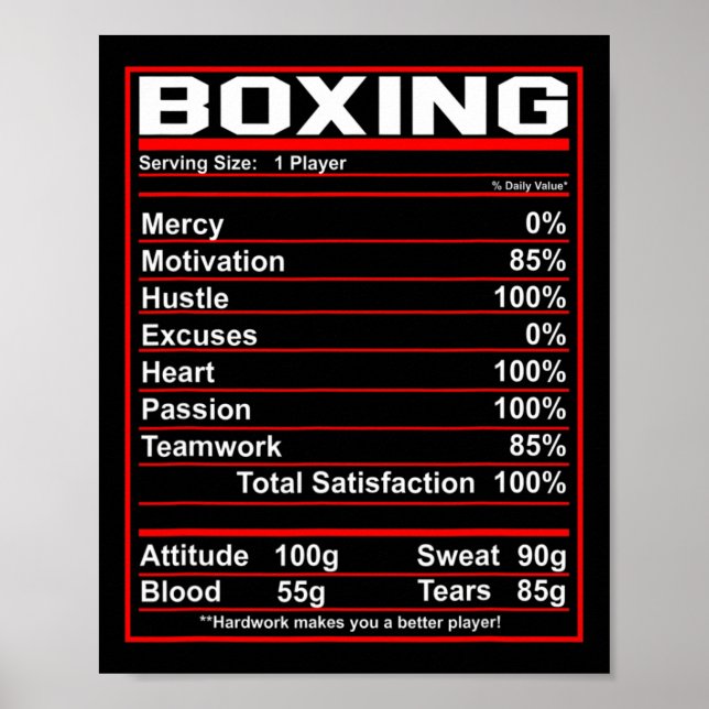 Affiche Boxe amusante Boxer de la valeur nutritive (Devant)