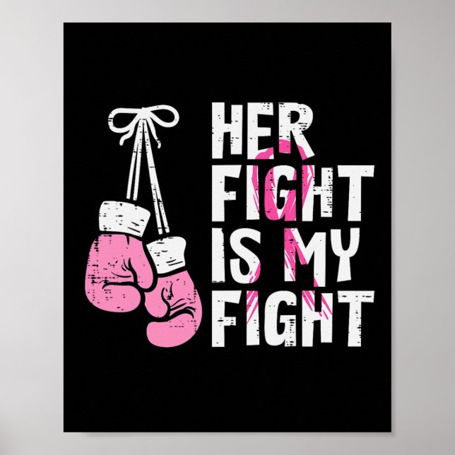 Affiche Boxe de cancer du sein Gants Son combat Mon combat (Devant)