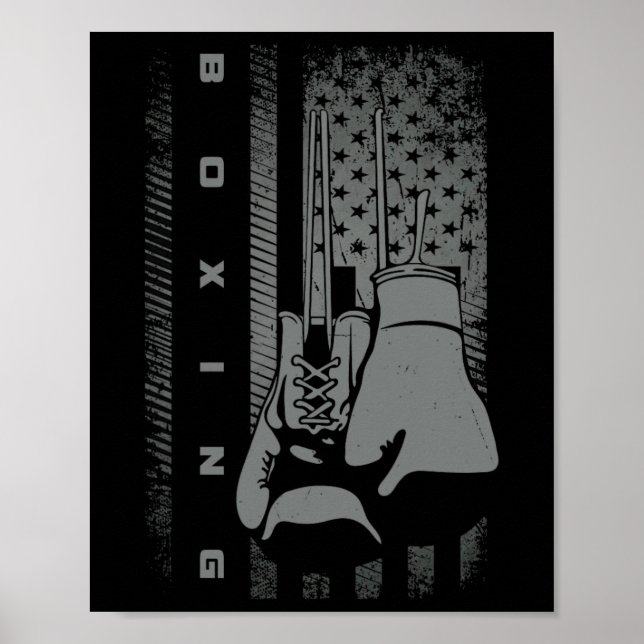 Affiche Boxe de drapeau américain pour femmes enfants homm (Devant)