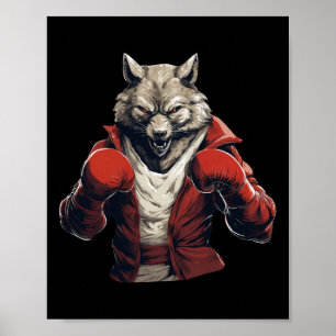 Affiche Boxe de loup Boxeur Boxe Arts martiaux mixtes Kick