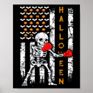 Affiche Boxe de squelette Halloween Boxeur Kickboxing Mma