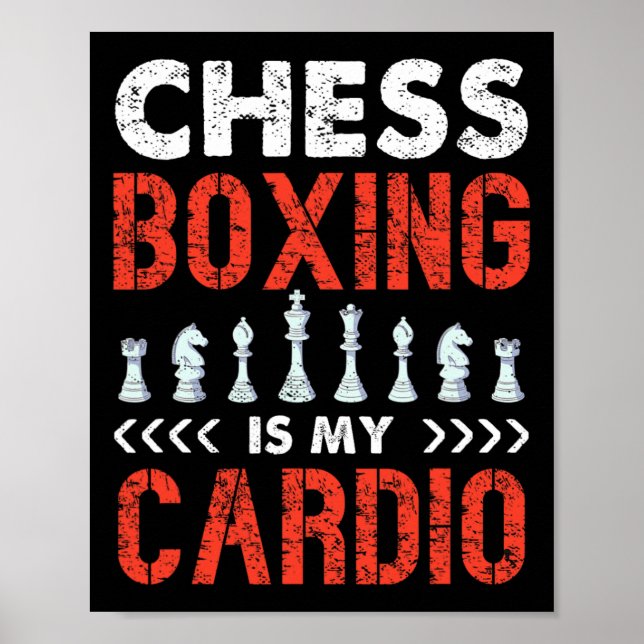 Affiche Boxe D'Échecs Est Mon Cardio Unique Sport Fun (Devant)