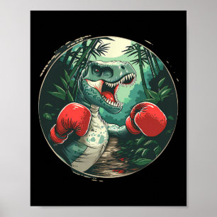 Affiche Boxe Dinosaure Boxer Dino Kickboxing T-rex Boxe