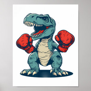 Affiche Boxe Dinosaure Boxer Dino Kickboxing T-rex Boxe