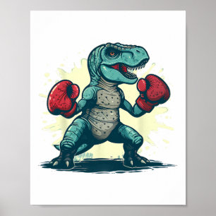 Affiche Boxe Dinosaure Boxer T-rex Kickboxing Dino Boxe