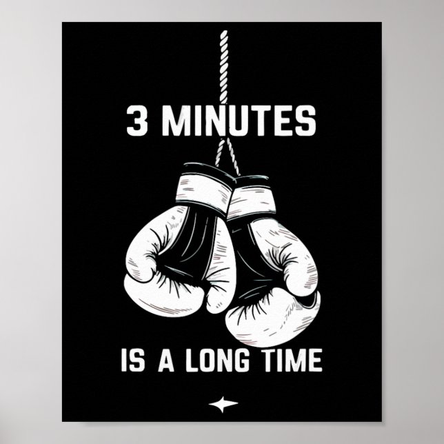 Affiche Boxe Kickboxing Boxeur 3 minutes est un long momen (Devant)