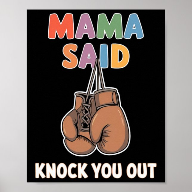 Affiche Boxe Kickboxing Mama a dit Knock U Out Fighting S (Devant)