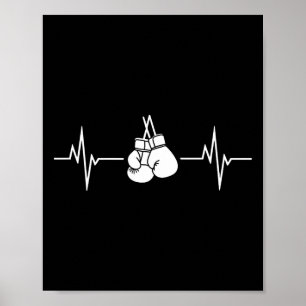 Affiche Boxe Ligne De Bouton De Coeur Avec Gants De Suspen
