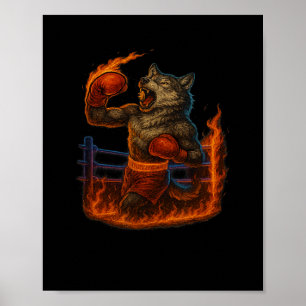 Affiche Boxe Lover Wolf Mixed martial art Fighter Werewolf