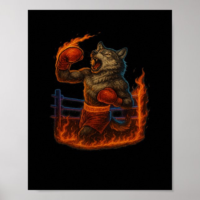 Affiche Boxe Lover Wolf Mixed martial art Fighter Werewolf (Devant)