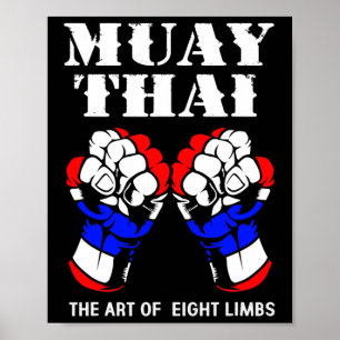 Affiche Boxe main kickboxing l'art des 8 membres Muay Tha