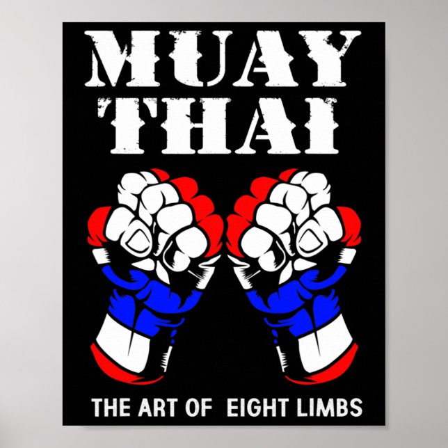 Affiche Boxe main kickboxing l'art des 8 membres Muay Tha (Devant)