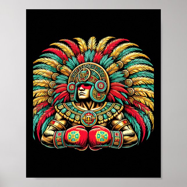 Affiche Boxe mexicaine Aztec Warrior Design (Devant)