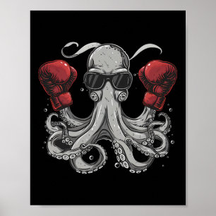 Affiche Boxe Octopus Lover Ocean Sea Creature Boxer Kick