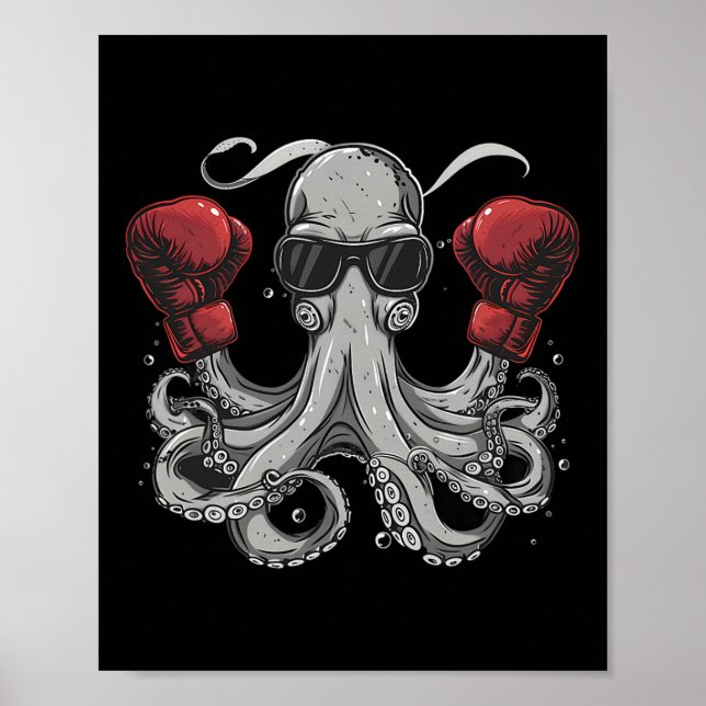Affiche Boxe Octopus Lover Ocean Sea Creature Boxer Kick (Devant)