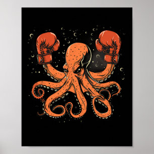 Affiche Boxe Octopus Lover Ocean Sea Creature Boxer Kick